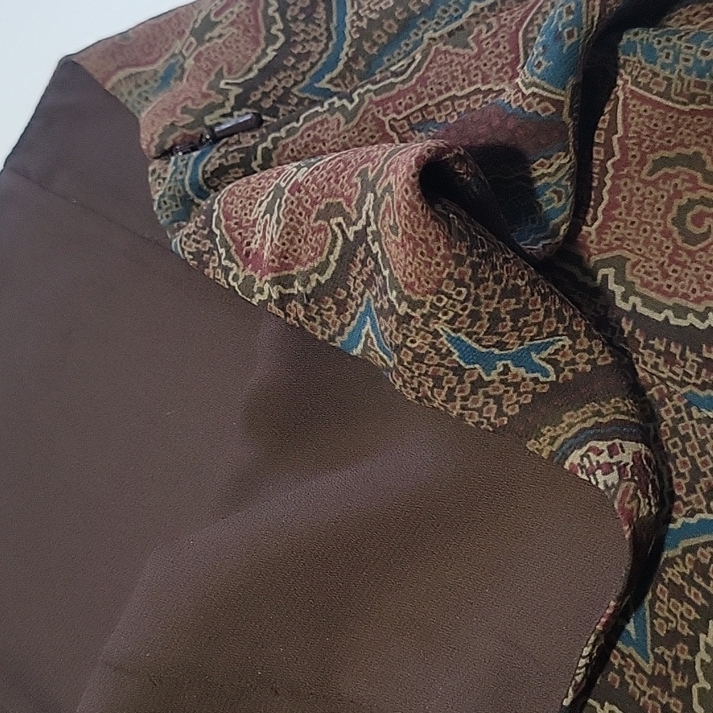 100% Silk Brown Floral Patterned Rodeo Western Cowgirl Festival Vibe Skirt 12 - Picture 9 of 15